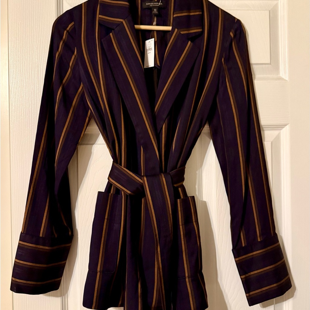 Banana Republic Belter Navy Blazer with Tan Stripes